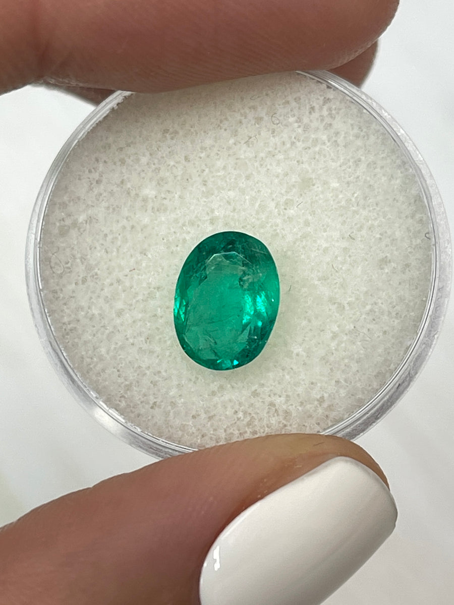 1.93 Carat Loose Colombian Emerald - Vibrant Green Oval Cut