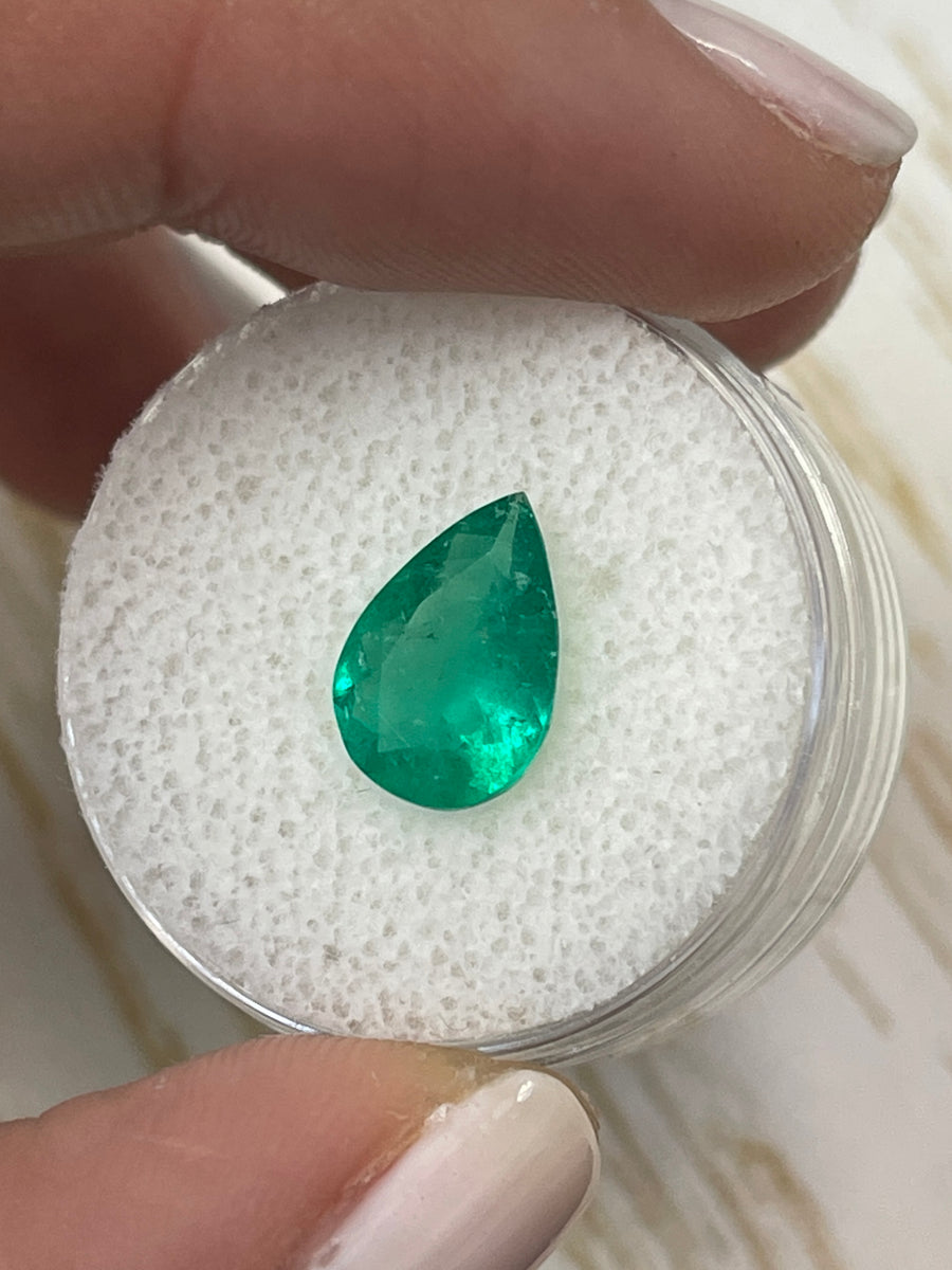 1.87 Carat Pear-Cut Colombian Emerald - Stunning Green Shade