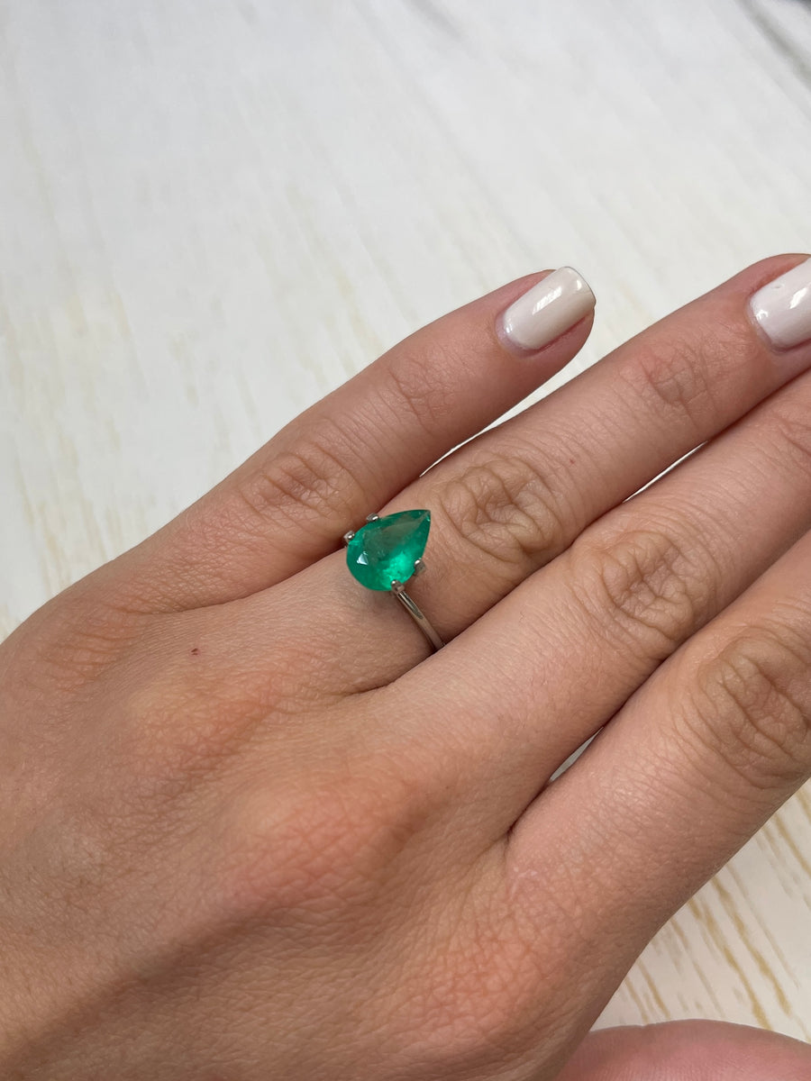 1.87 Carat Rich Green Natural Loose Colombian Emerald-Pear Cut