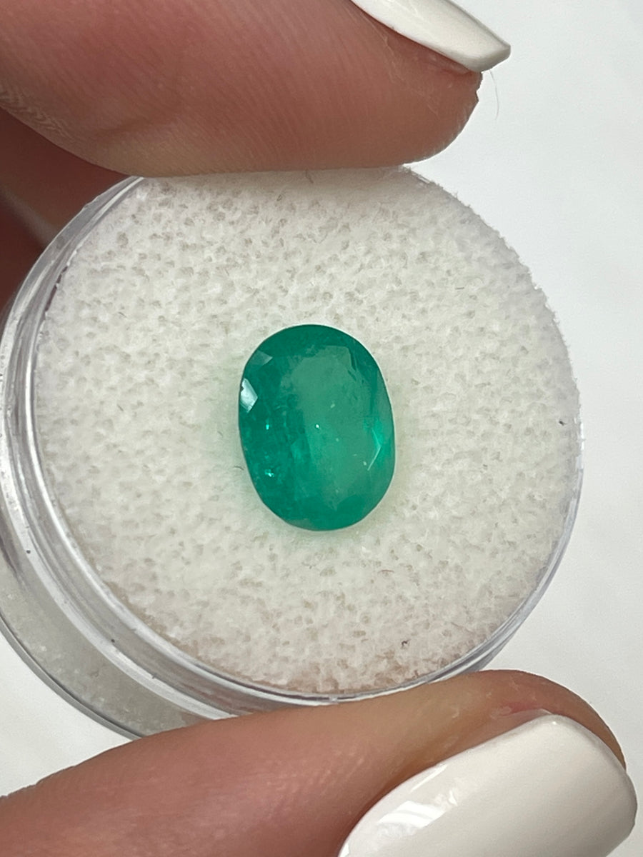 10x8 Oval-Cut Colombian Emerald - 2.11 Carat Medium Bluish Green Jewel