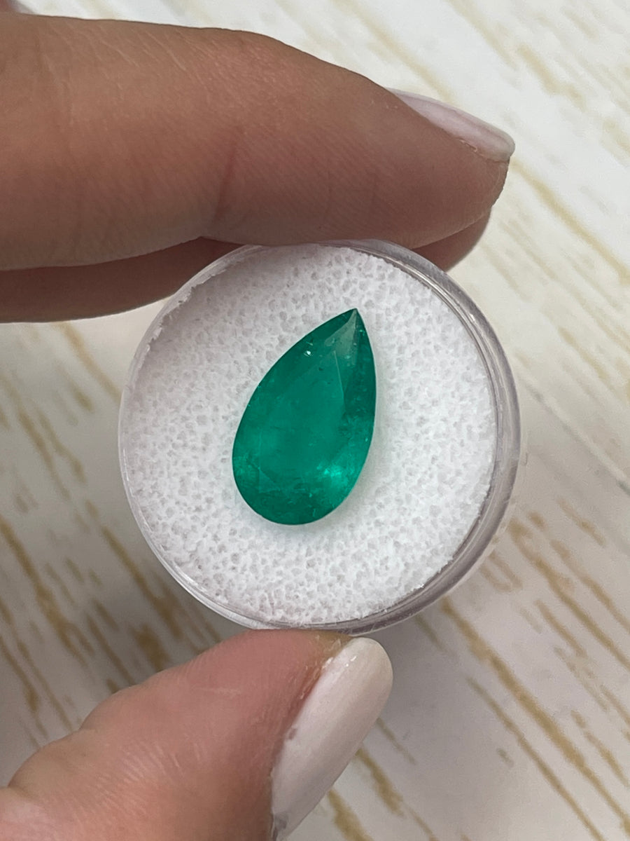 Loose Colombian Emerald - Deep Green Pear Shape, 4.73 Carat Gem
