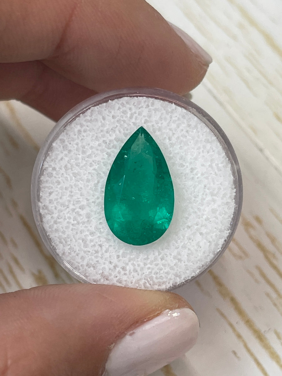 Pear-Cut Colombian Emerald - 4.73 Carat Deep Green Gemstone