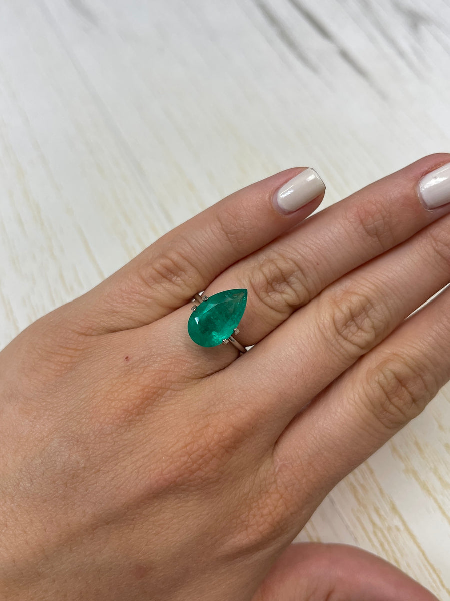 Stunning Deep Green Colombian Emerald - Pear-Cut, 4.73 Carats