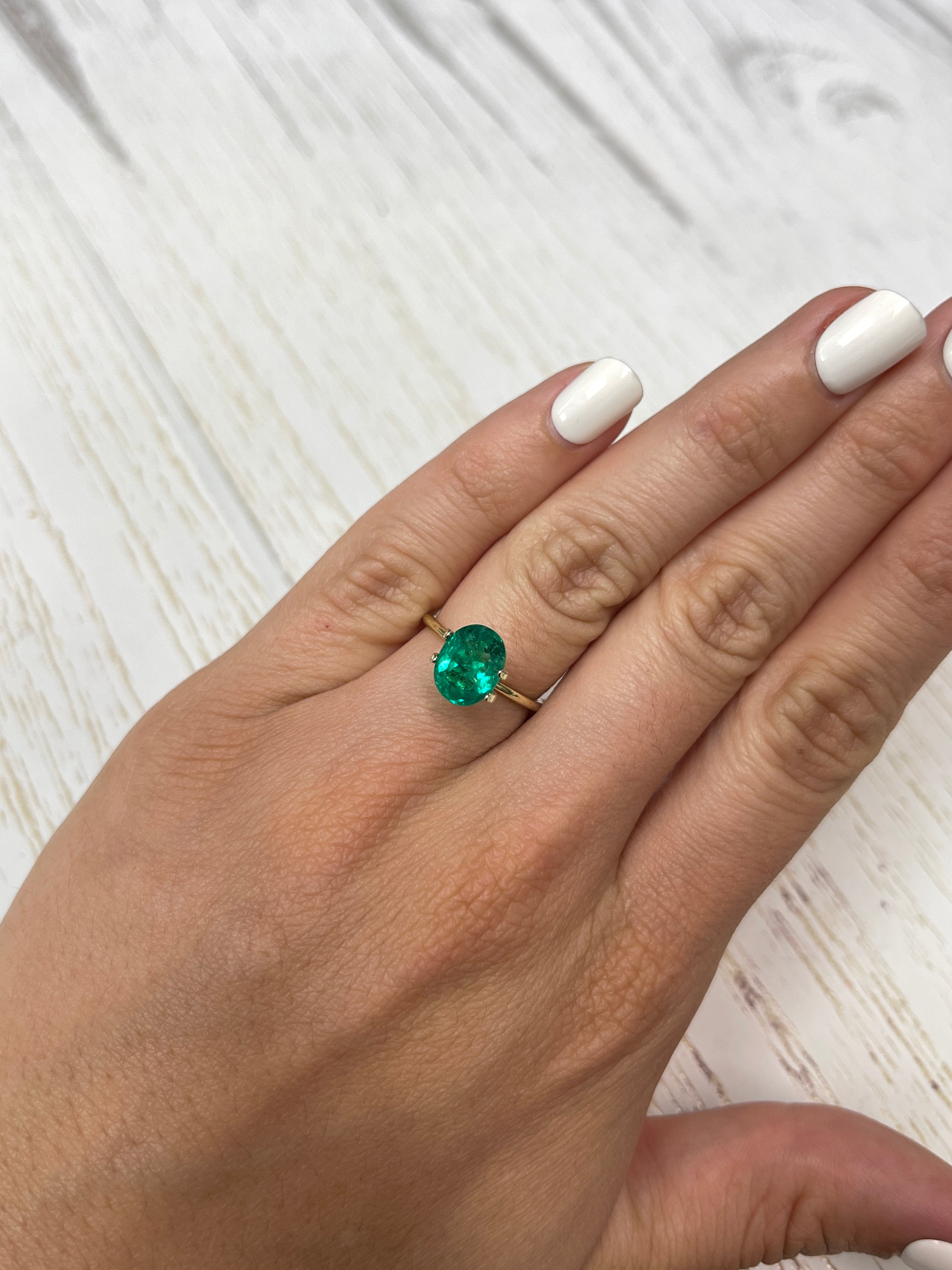 2.16 Carat 10x8 Vivid Muzo Green Natural Loose Colombian Emerald-Oval Cut - JR Colombian Emeralds