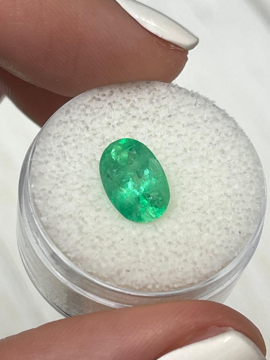 2.18 Carat Oval-Shaped Colombian Emerald - Vibrant Yellow-Green Hue