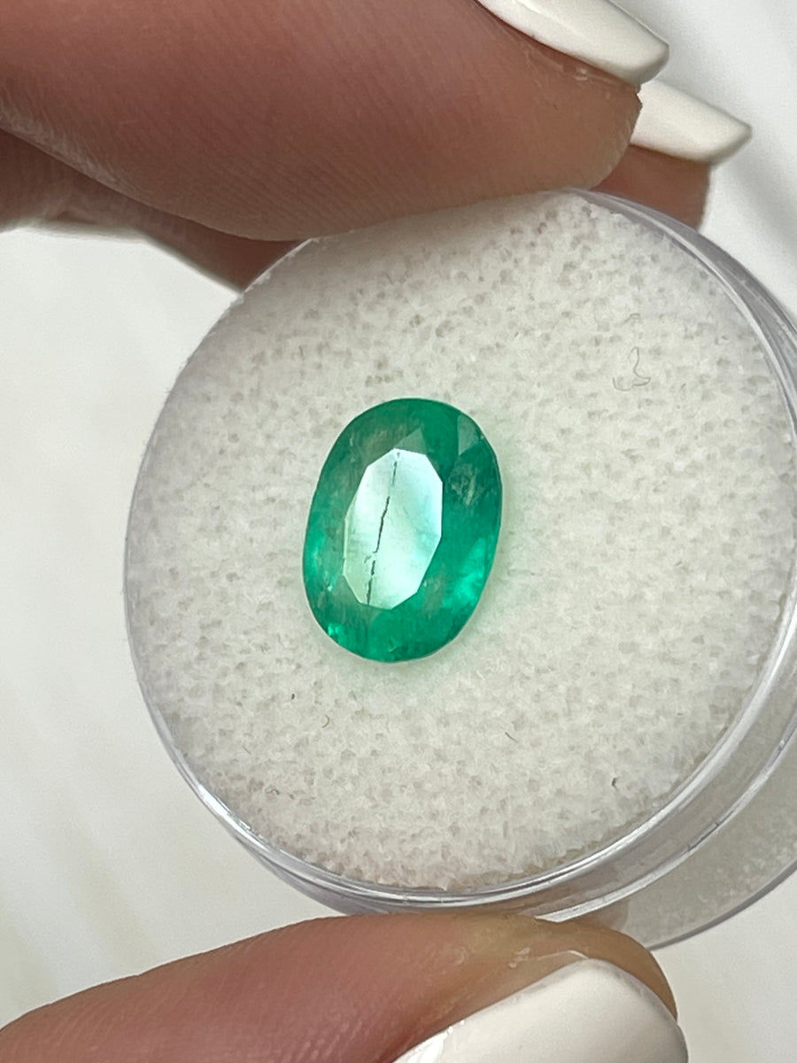 Large 2.19 Carat Green Colombian Emerald - Natural Oval Cut