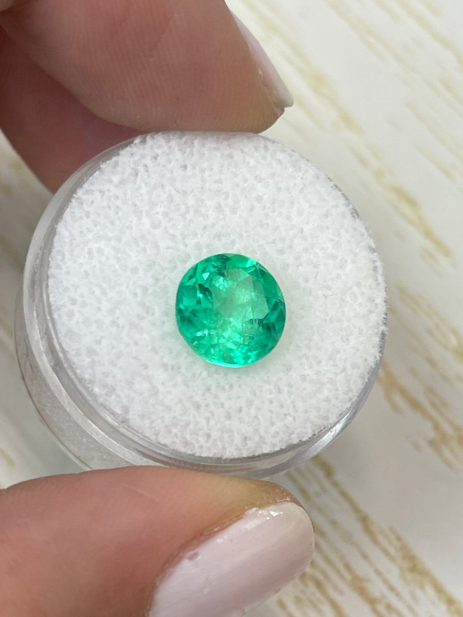 9x9mm Round Colombian Emerald - 2.82 Carat Sparkling Gem