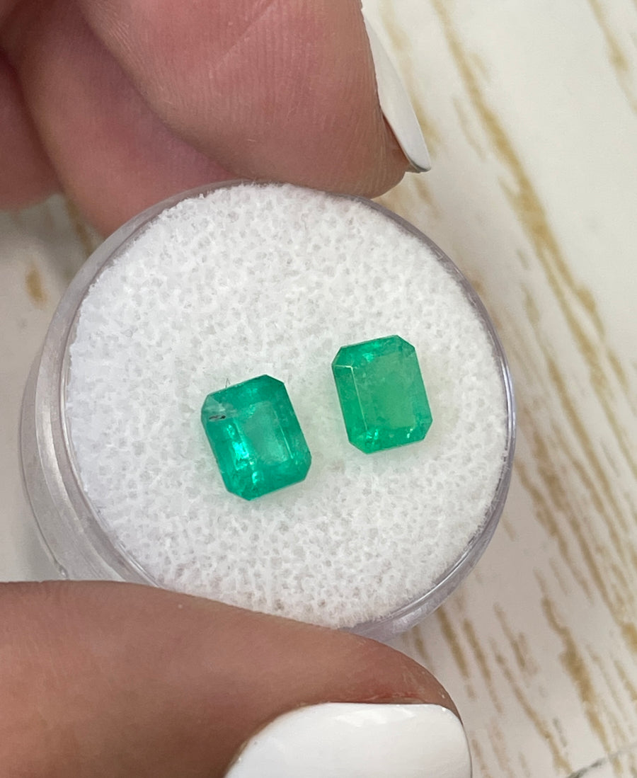 Two Loose Colombian Emeralds, 7x6 Size, Totaling 2.30 Carats