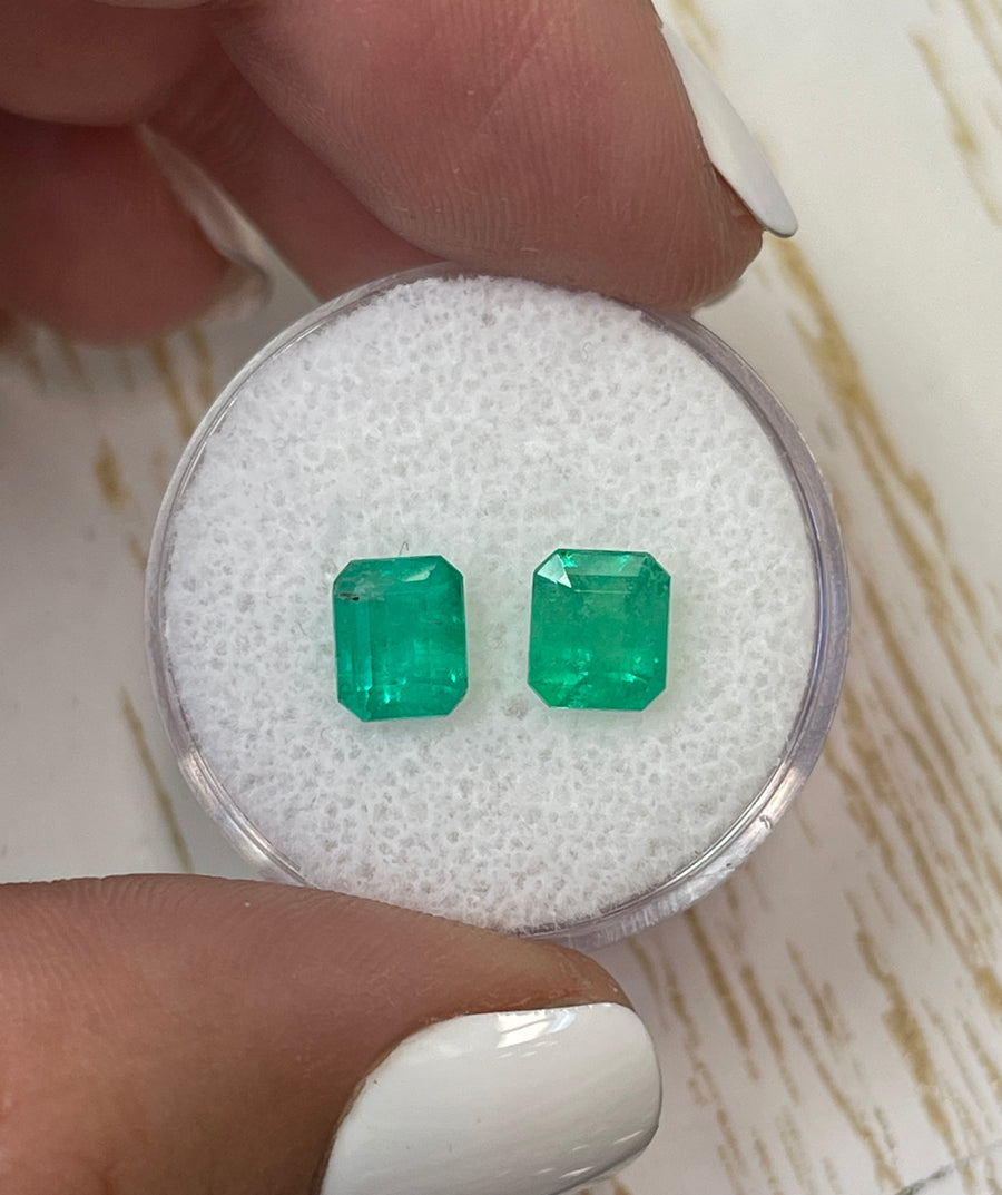 A Duo of 2.30 Total Carat Weight Loose Colombian Emeralds, Emerald Cut