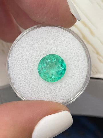 Large 3.04 Carat Colombian Emerald with a 9.5x9.5mm Dimensions in Medium Green Hue