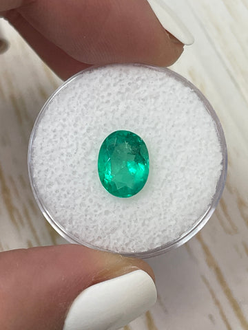 10x7 Oval Cut Colombian Emerald - Stunning 1.88 Carat Apple Green Gem