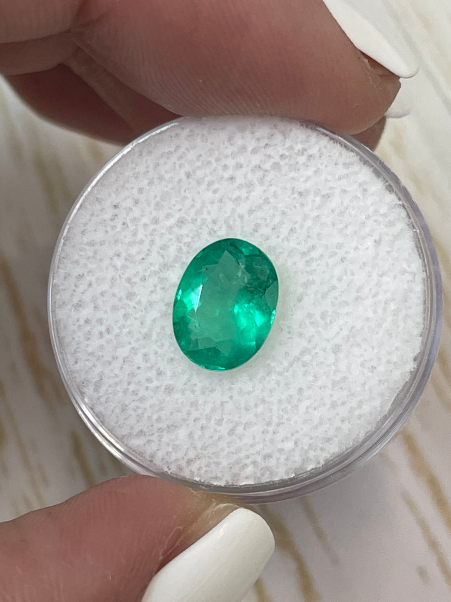 Vibrant Apple Green Oval Emerald - 1.88 Carat Colombian Gem