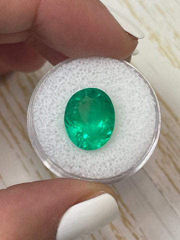 Oval-Cut 6.89 Carat Muzo Yellow-Green Colombian Emerald - Natural Loose Gemstone