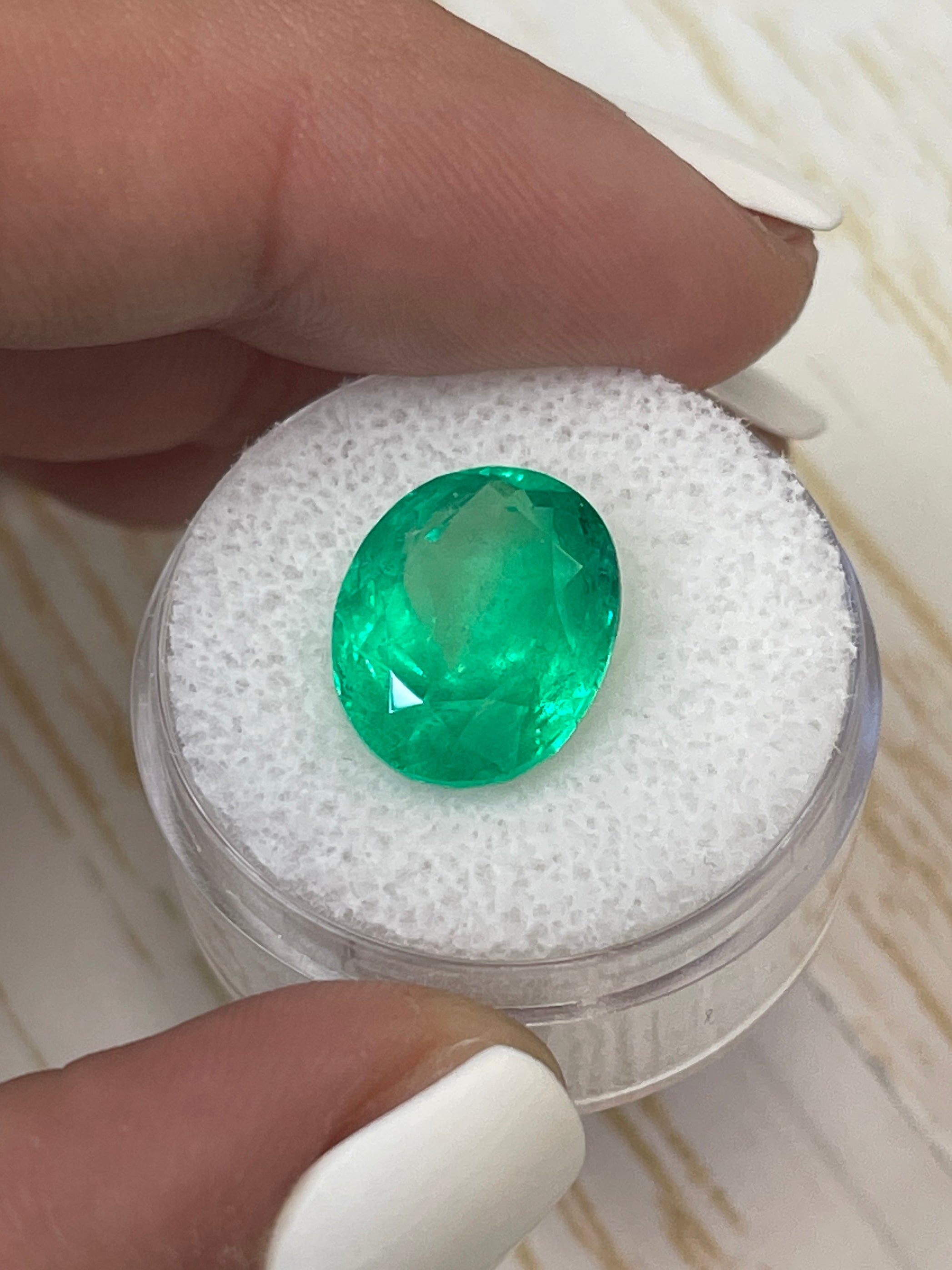 6.89 Carat Yellow-Green Oval Colombian Emerald - Genuine Loose Gem