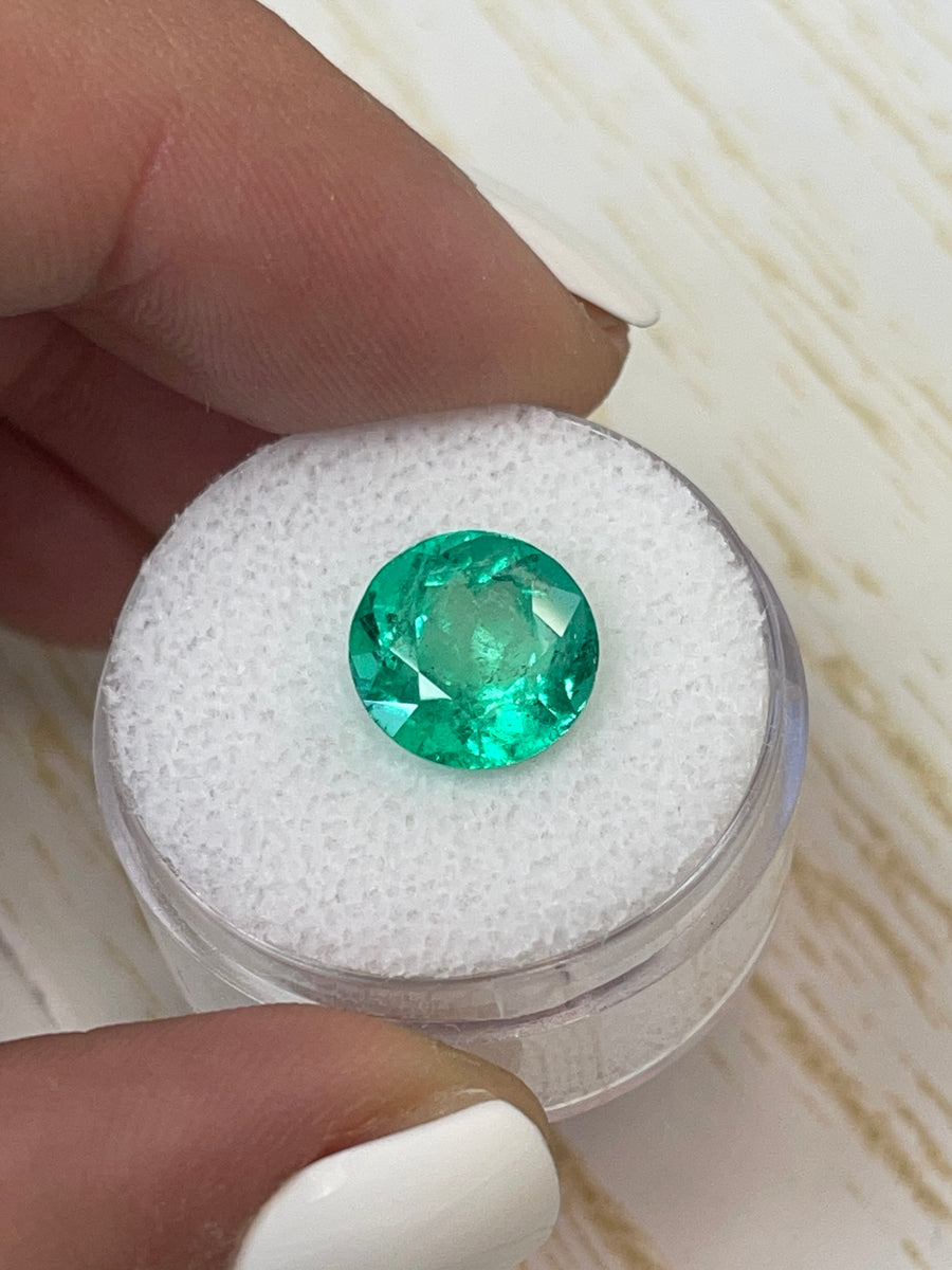 Captivating 3.79 Carat Green Colombian Emerald - Round Cut