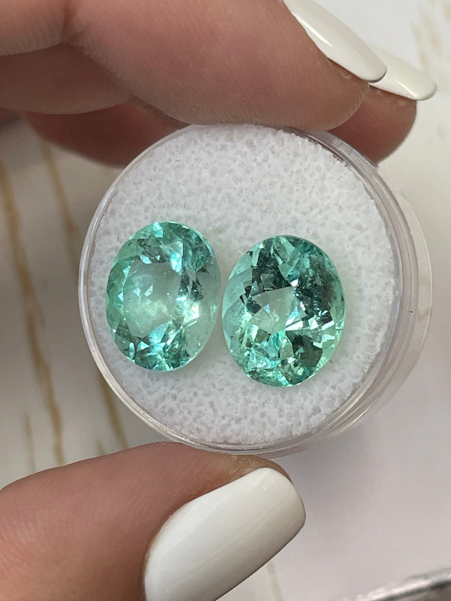 10.23 Carat Oval Colombian Emerald Gemstones - Matched Set