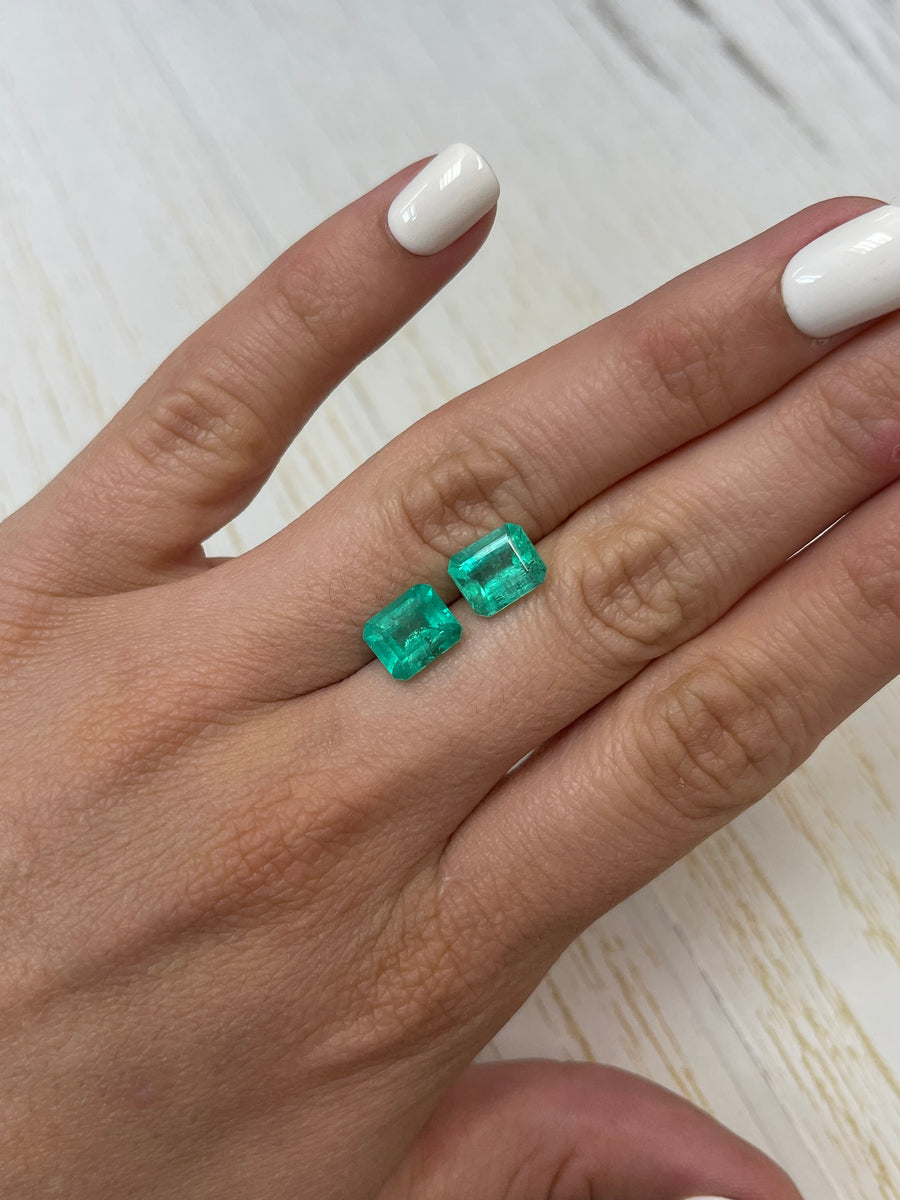 Emerald Cut 9x8 Colombian Emeralds - 5.37tcw, Perfectly Matched Loose Gems
