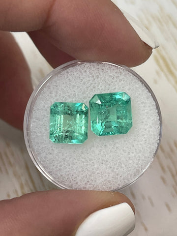 8.5x8 Loose Colombian Emeralds - Asscher Cut, 5.49 Carats in Green