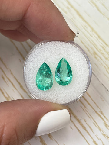 Stunning 4.76 Total Carat Weight Pear-Cut Colombian Emeralds - Loose Gemstones
