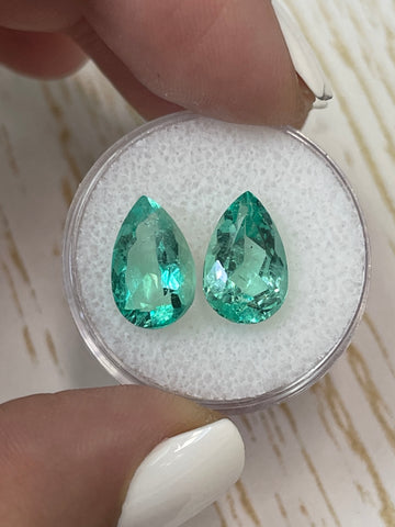 Stunning 6.11 Total Carat Weight Colombian Emeralds - 12.5x8 Pear Cut