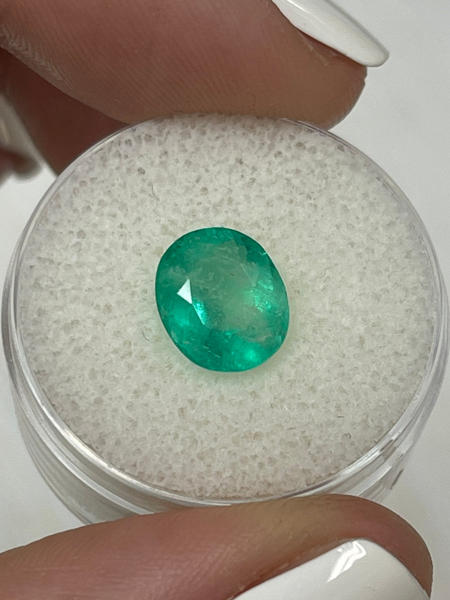 Oval Shaped 2.53 Carat Colombian Emerald - Brilliant Green Hue