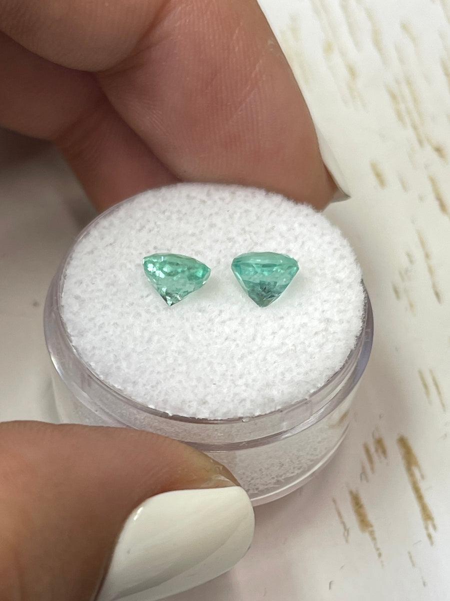 1.85tcw Colombian Emeralds in Light Green - Perfectly Matched 6x6 Gems
