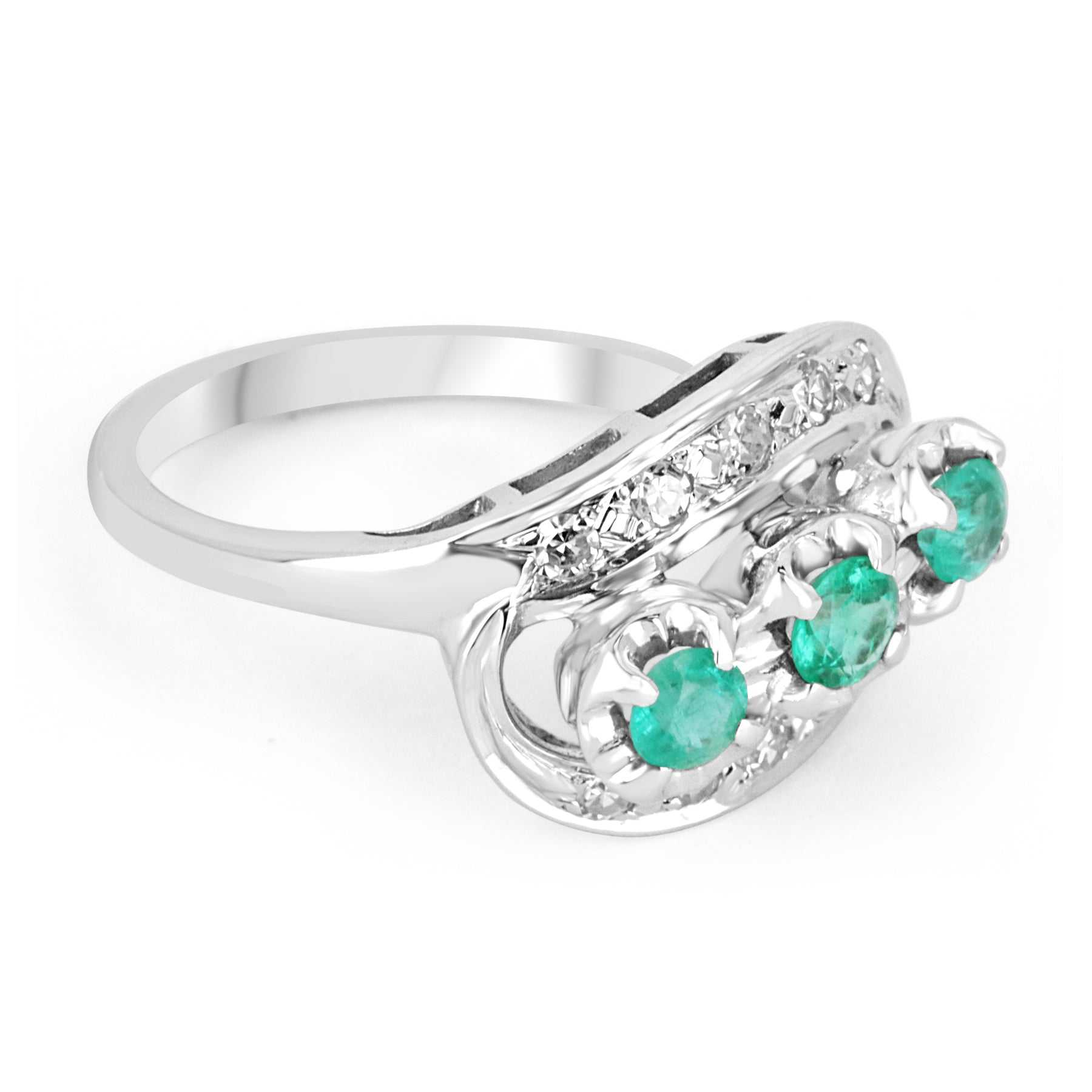 0.76tcw Vintage Colombian Emerald Diamond Ring 14K