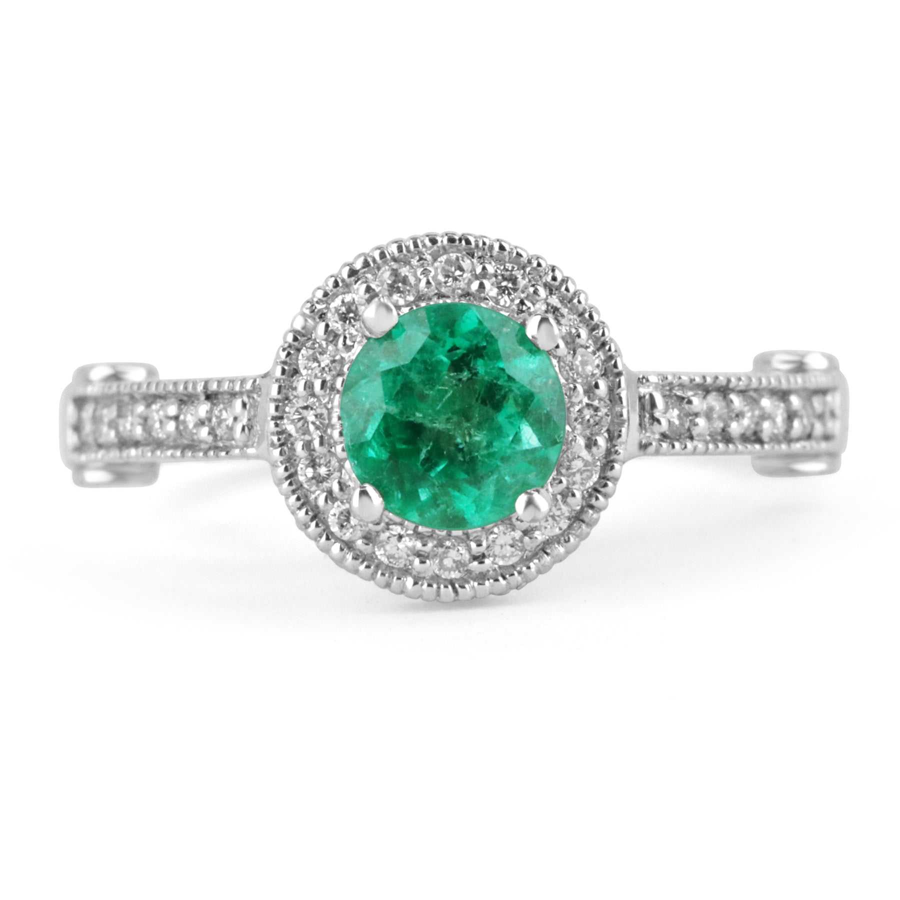 1.45tcw Round Emerald & Diamond Halo Engagem Earringsent 14K