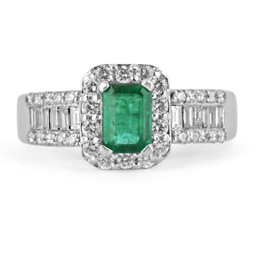 1.70tcw 14K Emerald & Diamond Halo Ring