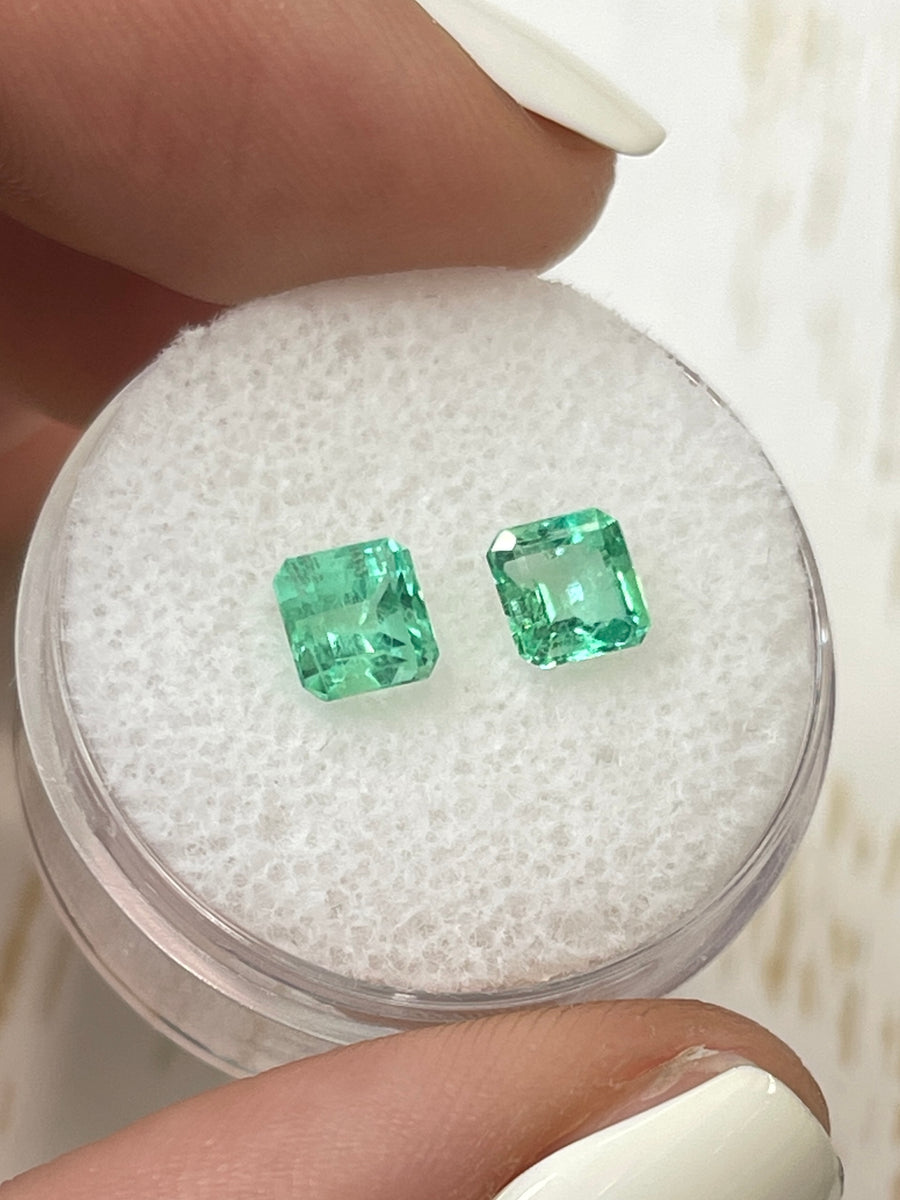 Emerald Green Beauty - 5x5 Asscher Cut Colombian Emeralds - 1.48tcw