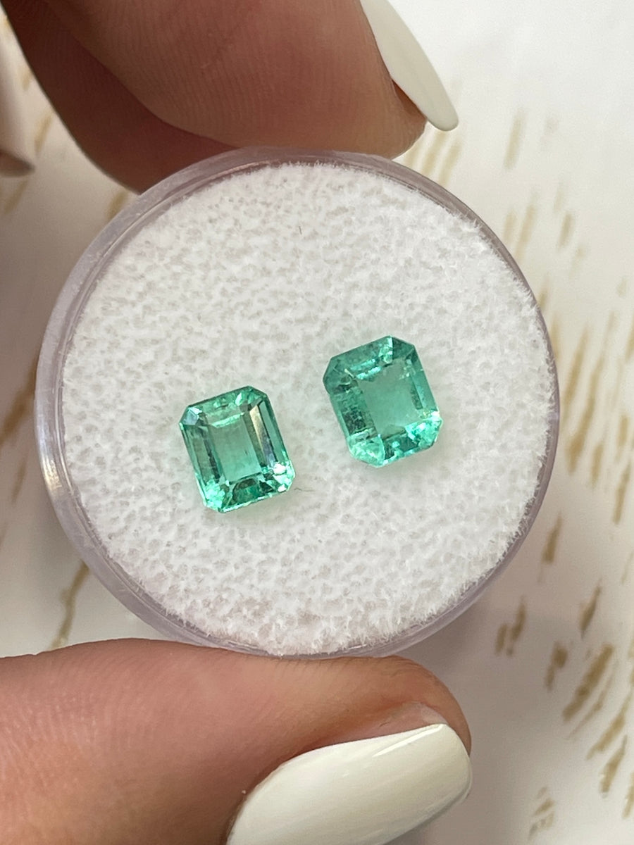 Emerald Cut Bluish-Green Colombian Emeralds - 1.98 TCW, Loose Gemstones