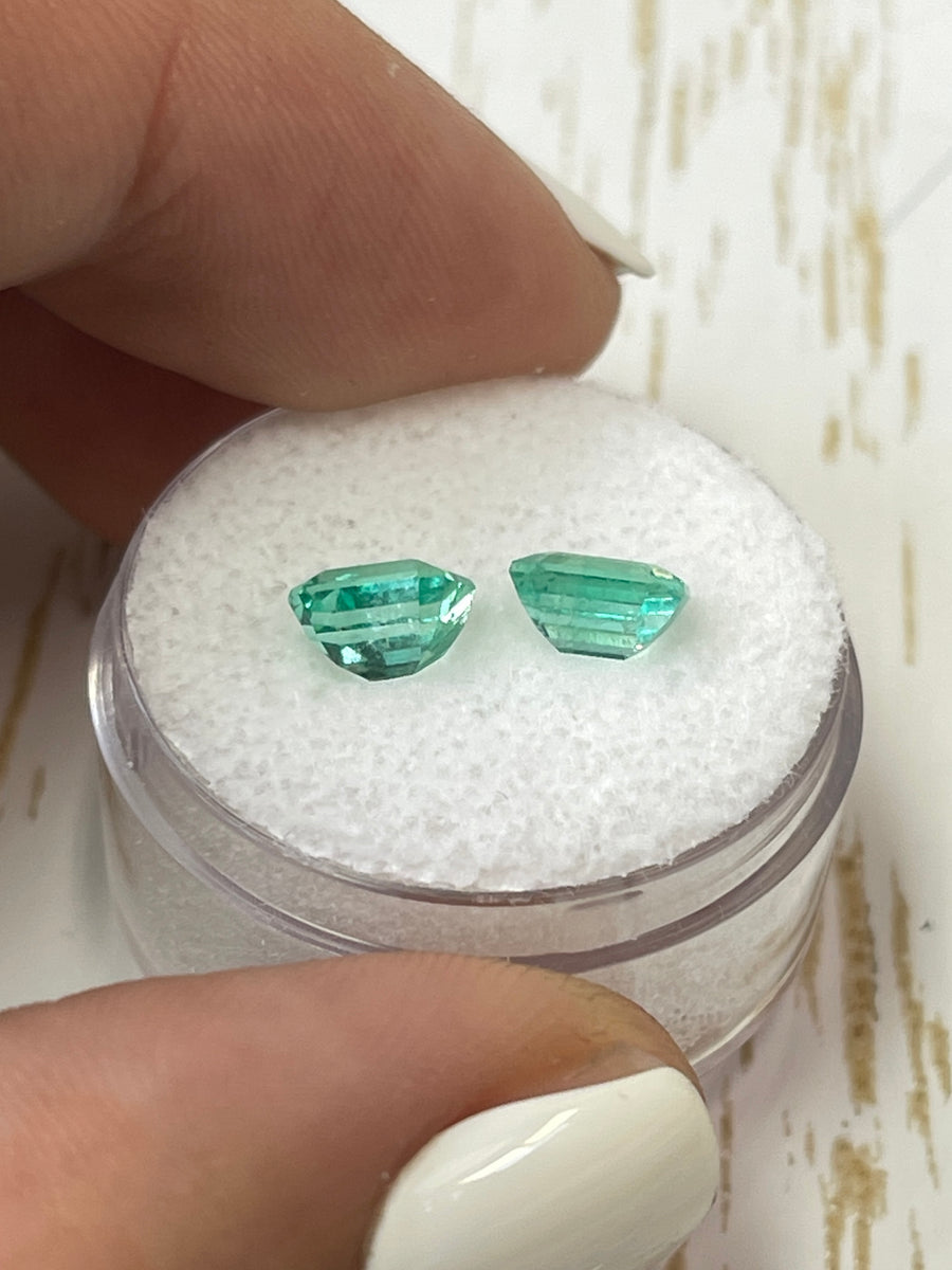 Colombian Emeralds - Matching Pair, 1.98 Carat Total Weight, Bluish-Green, Loose