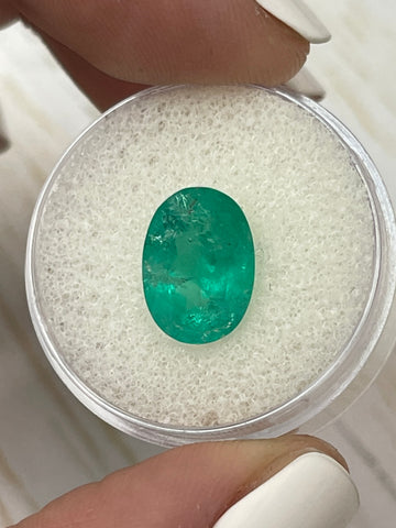 Oval Cut 3.72 Carat Colombian Emerald - Authentic Earthy Gemstone