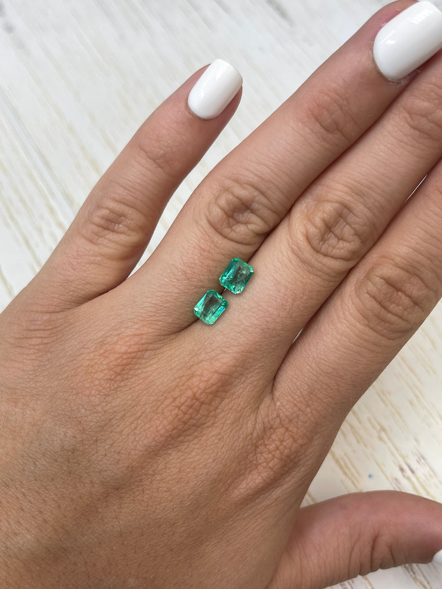 7x5.5 Loose Colombian Emeralds with Emerald Cut - Matching Pair
