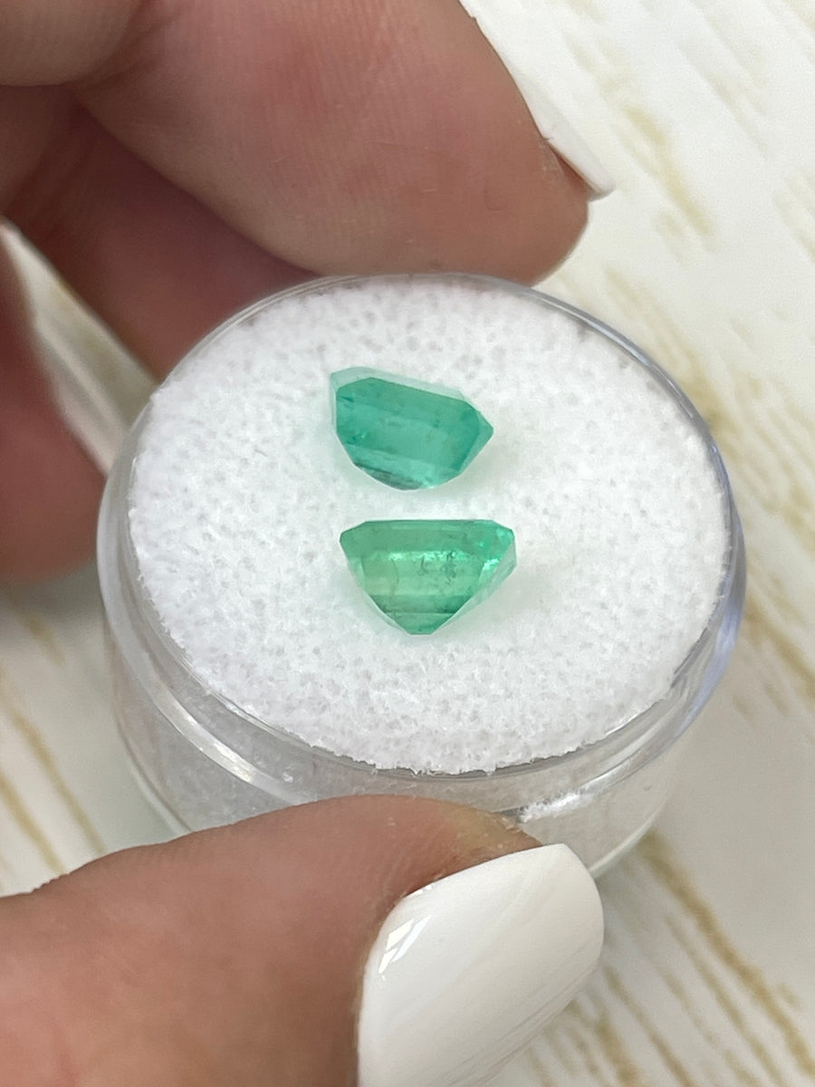 Colombian Emeralds, 3.22tcw, 7.5x6 Dimensions - Perfectly Matching Emerald Cut Stones