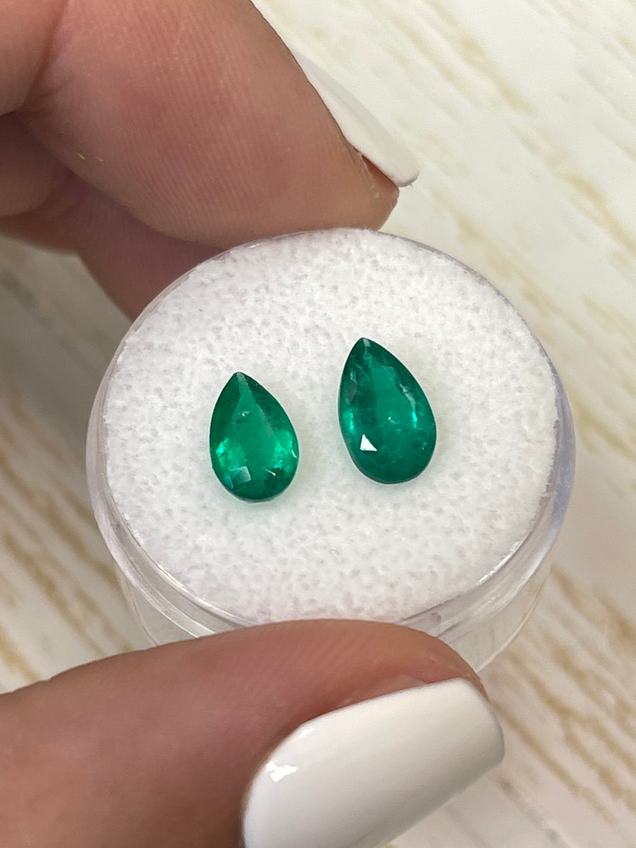 9x5.5mm Pear-Shaped Muzo Green Emeralds - 2.04 Total Carat Weight