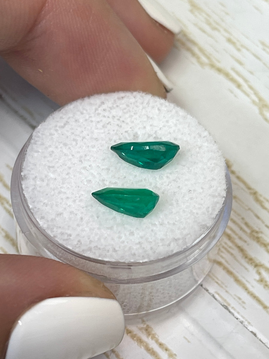 Two Loose Pear-Cut Emeralds - 2.04ctw Muzo Green, Perfect Match