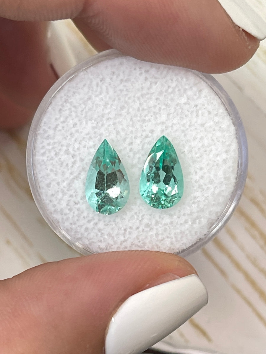 2.49tcw Pear Cut Loose Colombian Emeralds - Matched Set