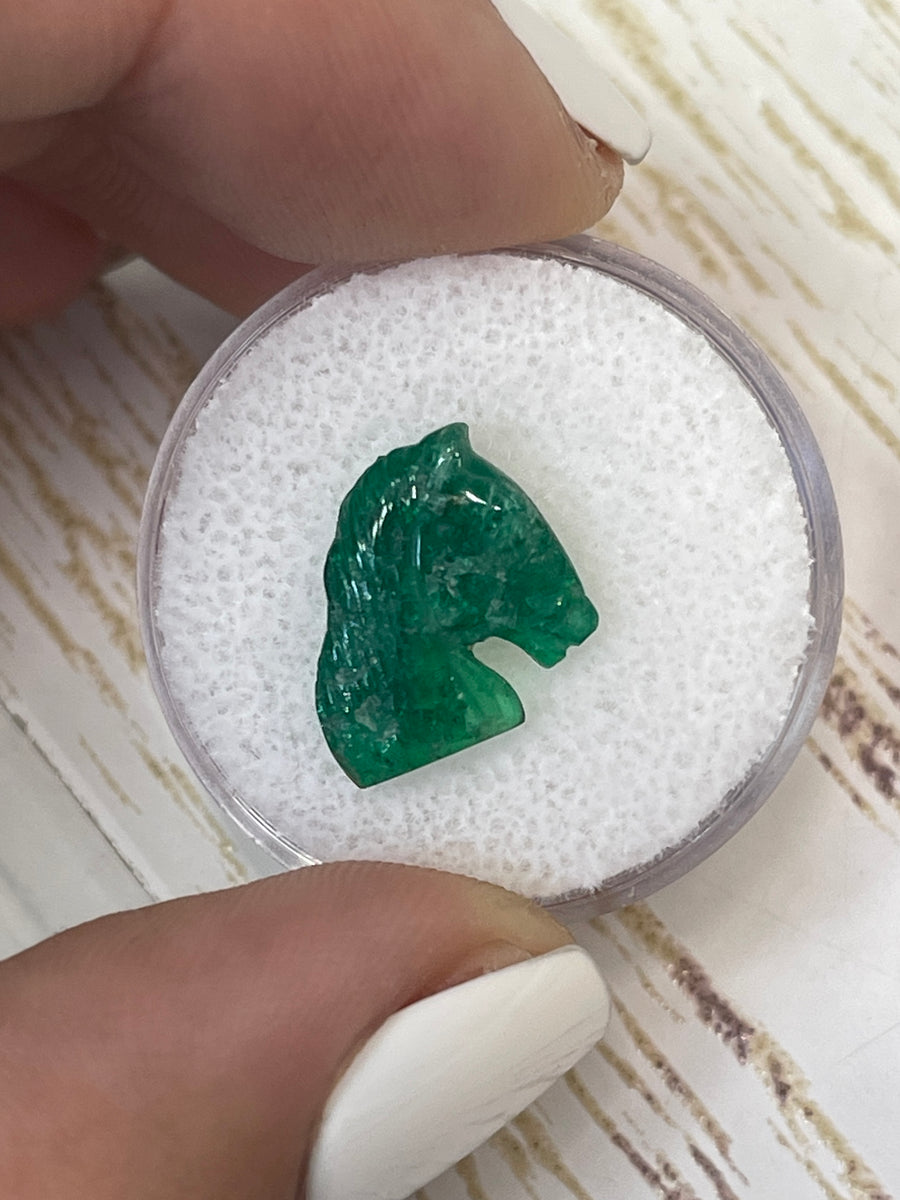 Enhanced SEO ALT Text: 3.42 Carat Emerald Horse Head