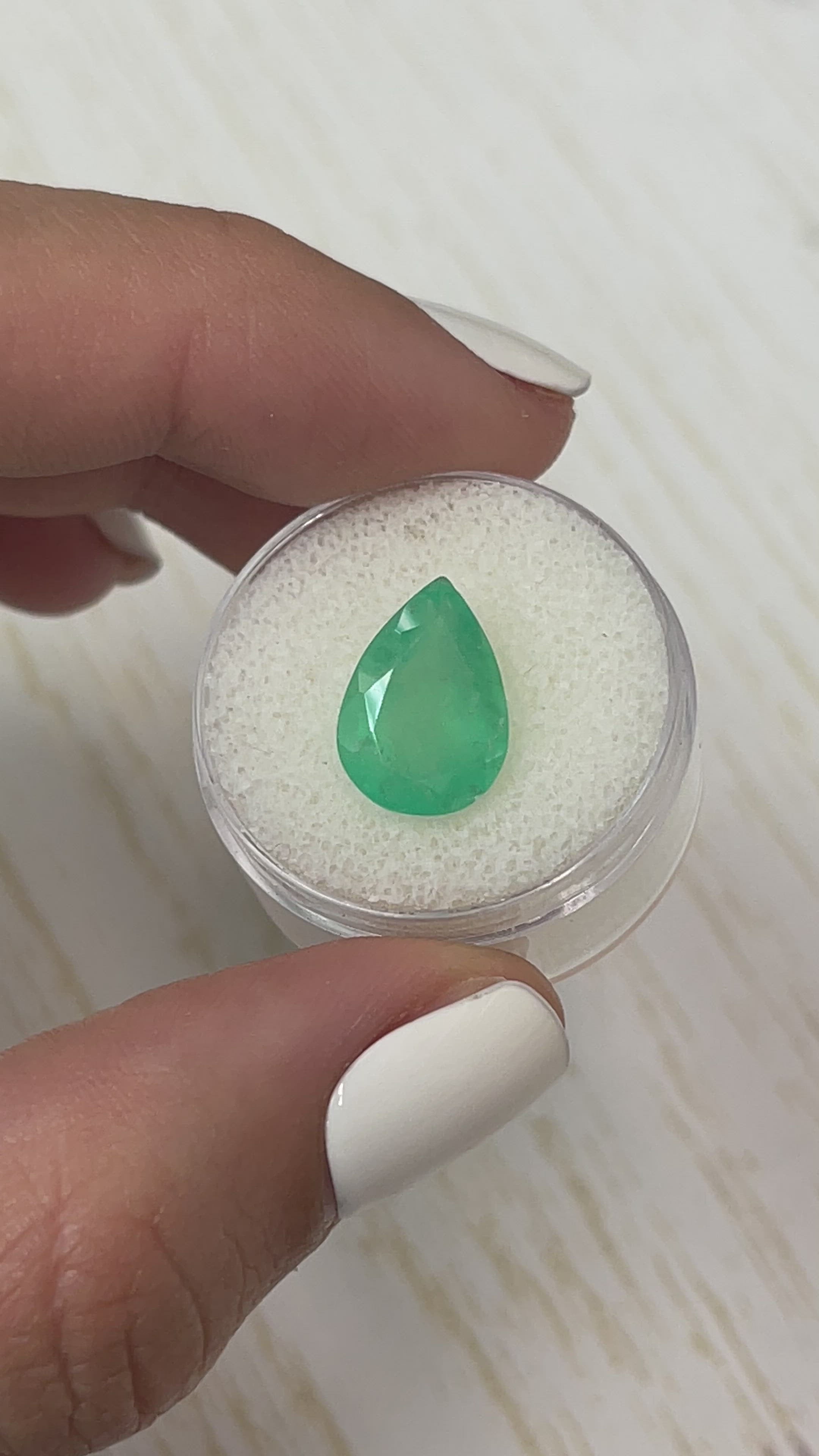 4.77 Carat Yellowish Green Natural Loose Colombian Emerald-Pear Cut