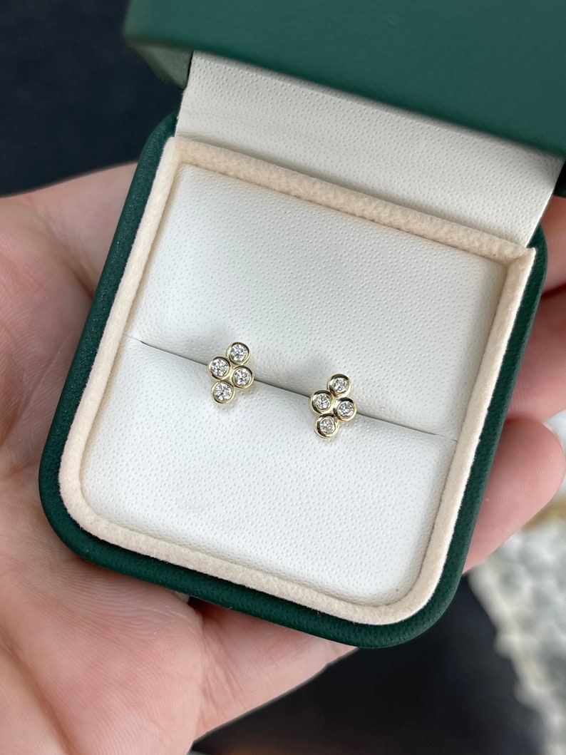 0.30tcw Brilliant Round Cut Natural Diamond Mini Stud Earrings 14K - JR Colombian Emeralds