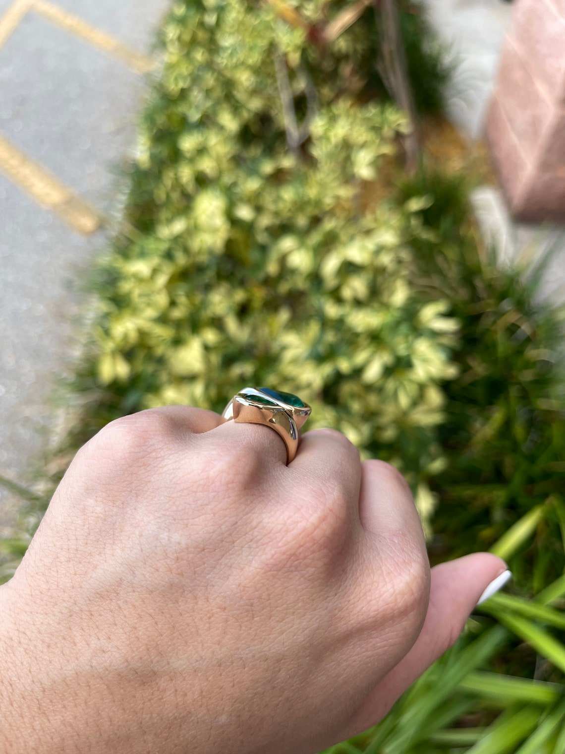 4.08tcw Genuine Dark AAA Quality Pear Emerald Bypass Gold Anniversary