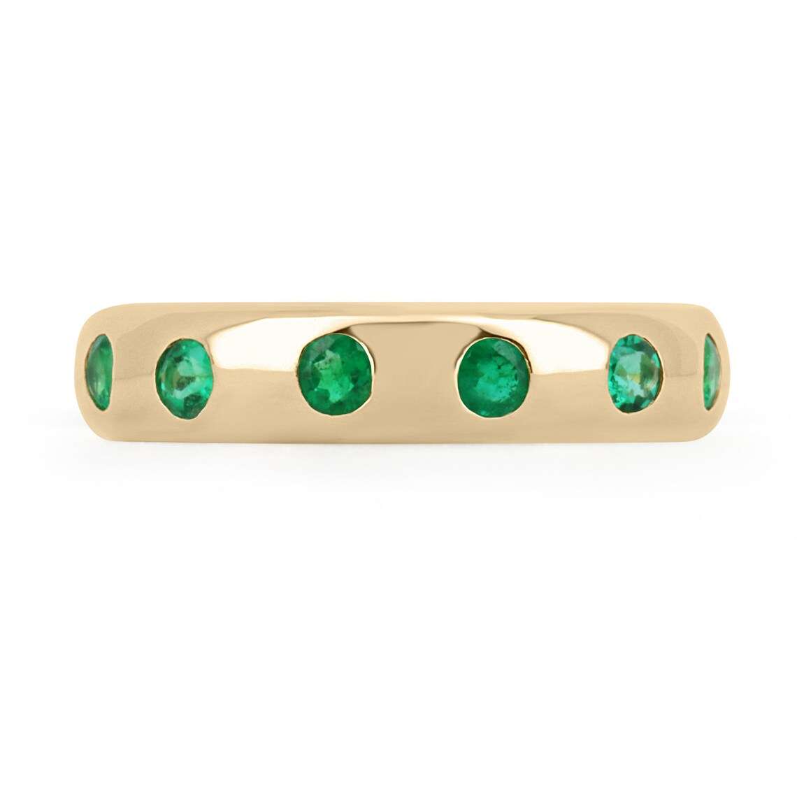 0.20tcw 4MM Natural Round Emerald Stacking Band 14K
