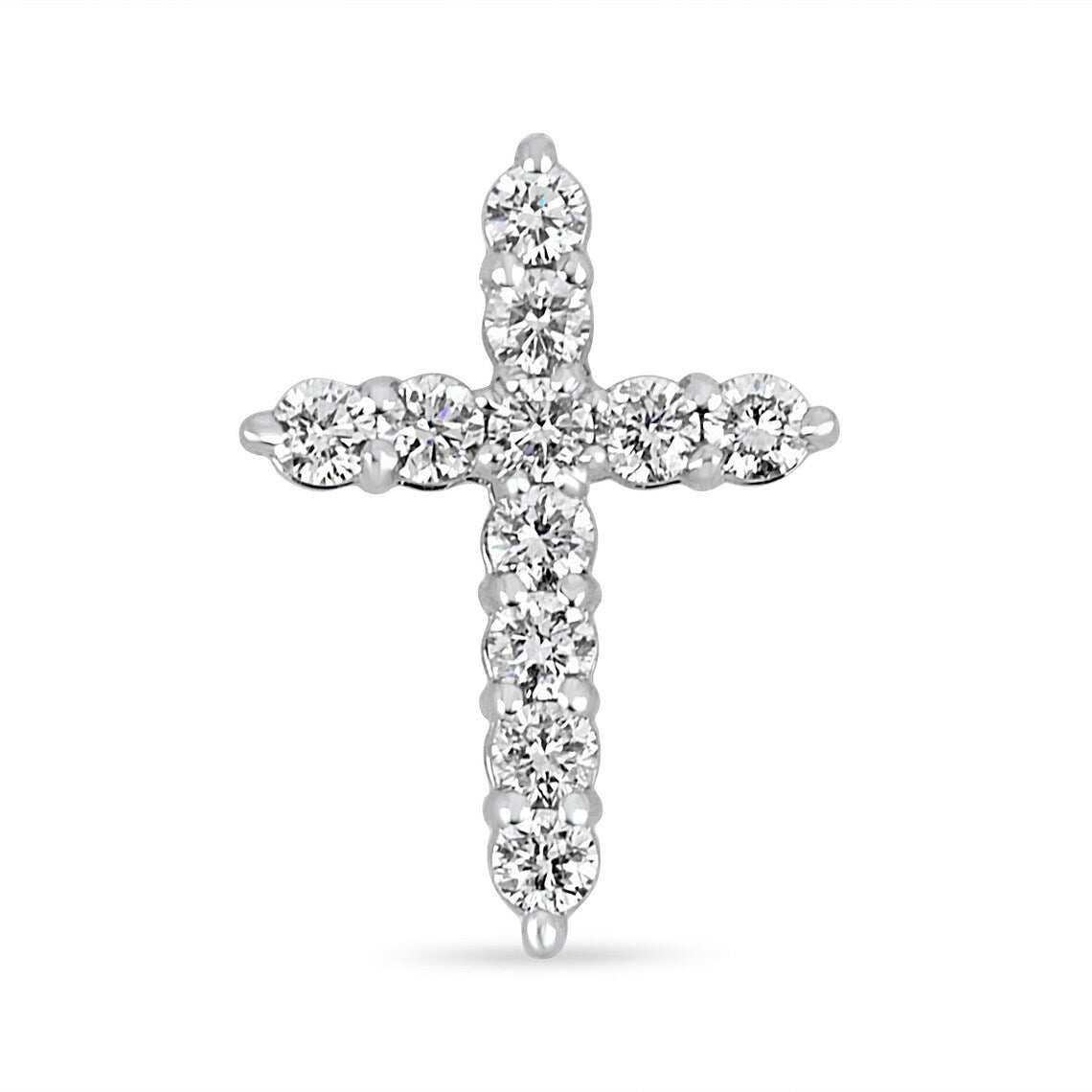 0.62 carat natural diamond holy cross pendant in 14K white gold with brilliant round cut diamonds, prong set