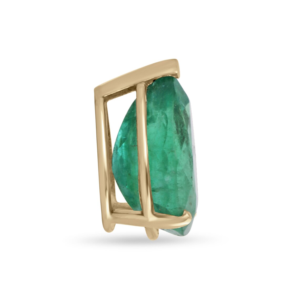 Natural emerald pendant with 4.67cts pear cut emerald in a 14K three-prong setting, from Colombian Emerald jewelry collection.