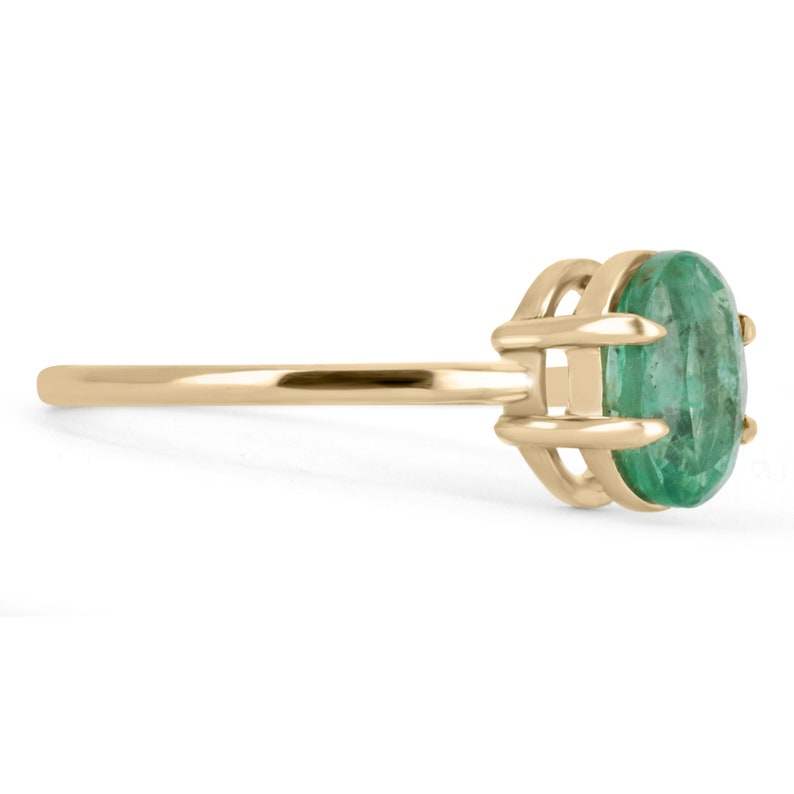 14K Emerald Oval Cut 4 Prong Petite Solitaire Ring