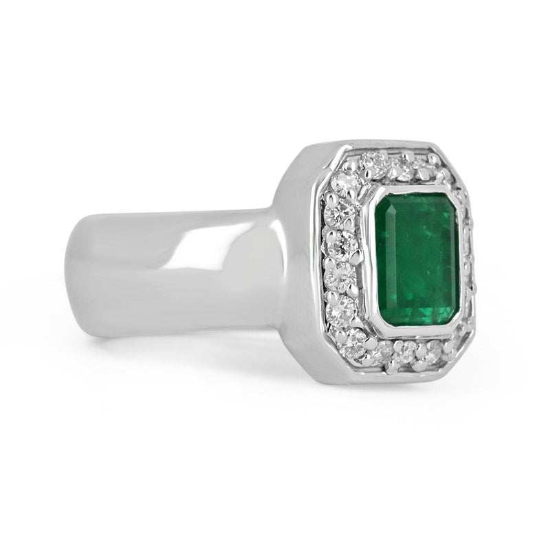 2.33tcw Natural Emerald Cut Diamond Halo Engagement Ring 14K