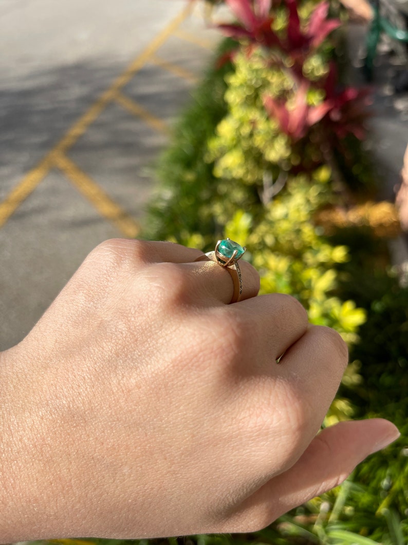 Colombian Emerald & Diamond Accent Engagement Ring