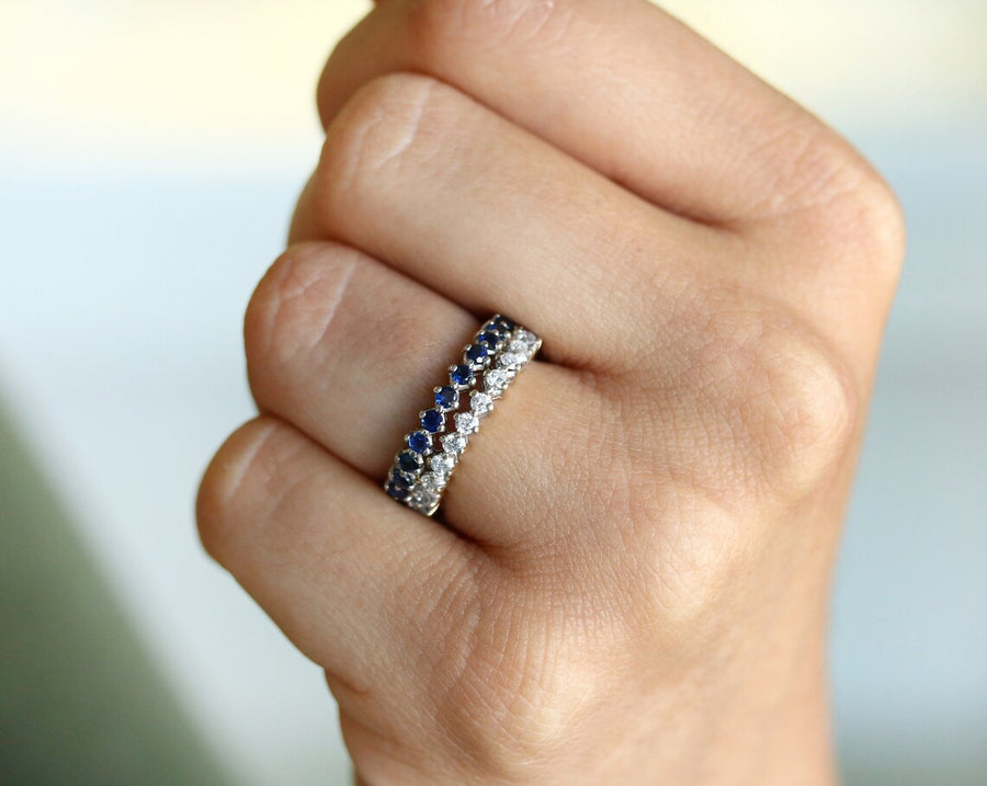 Artisaneffect 1.0tcw Sapphire half eternity ring