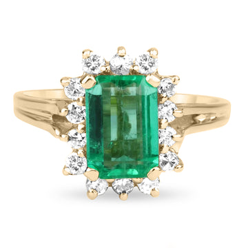 1.84cts Emerald Colombian Diamond Engagement Ring 18k